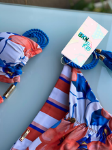 Load image into Gallery viewer, Brazilian Booty Lift Bikini | Tie Side | Flower Blue Print