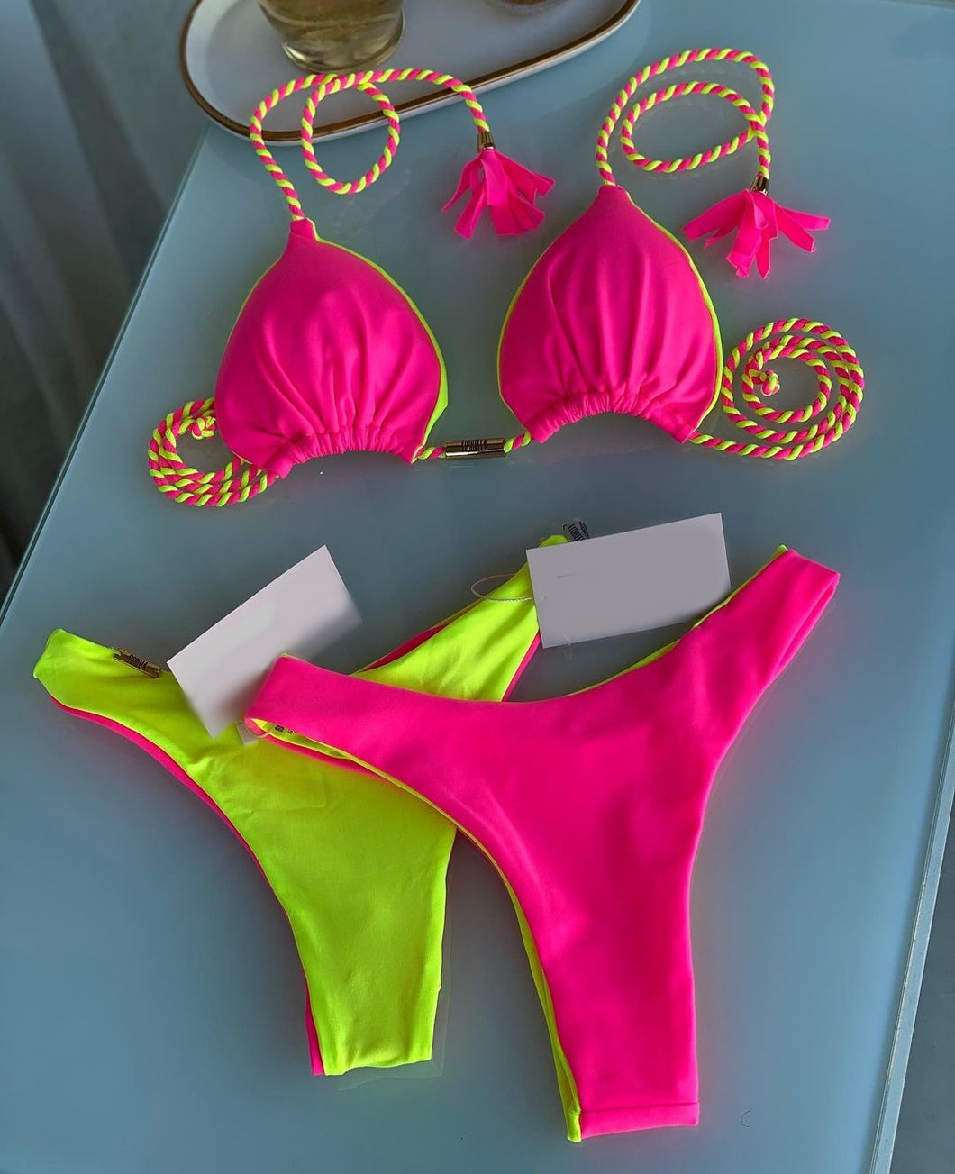 Sie Swim Bikini | Double Side | Pink and Yellow