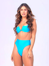 Load image into Gallery viewer, V Neck Bikini | Hot Pant Blue
