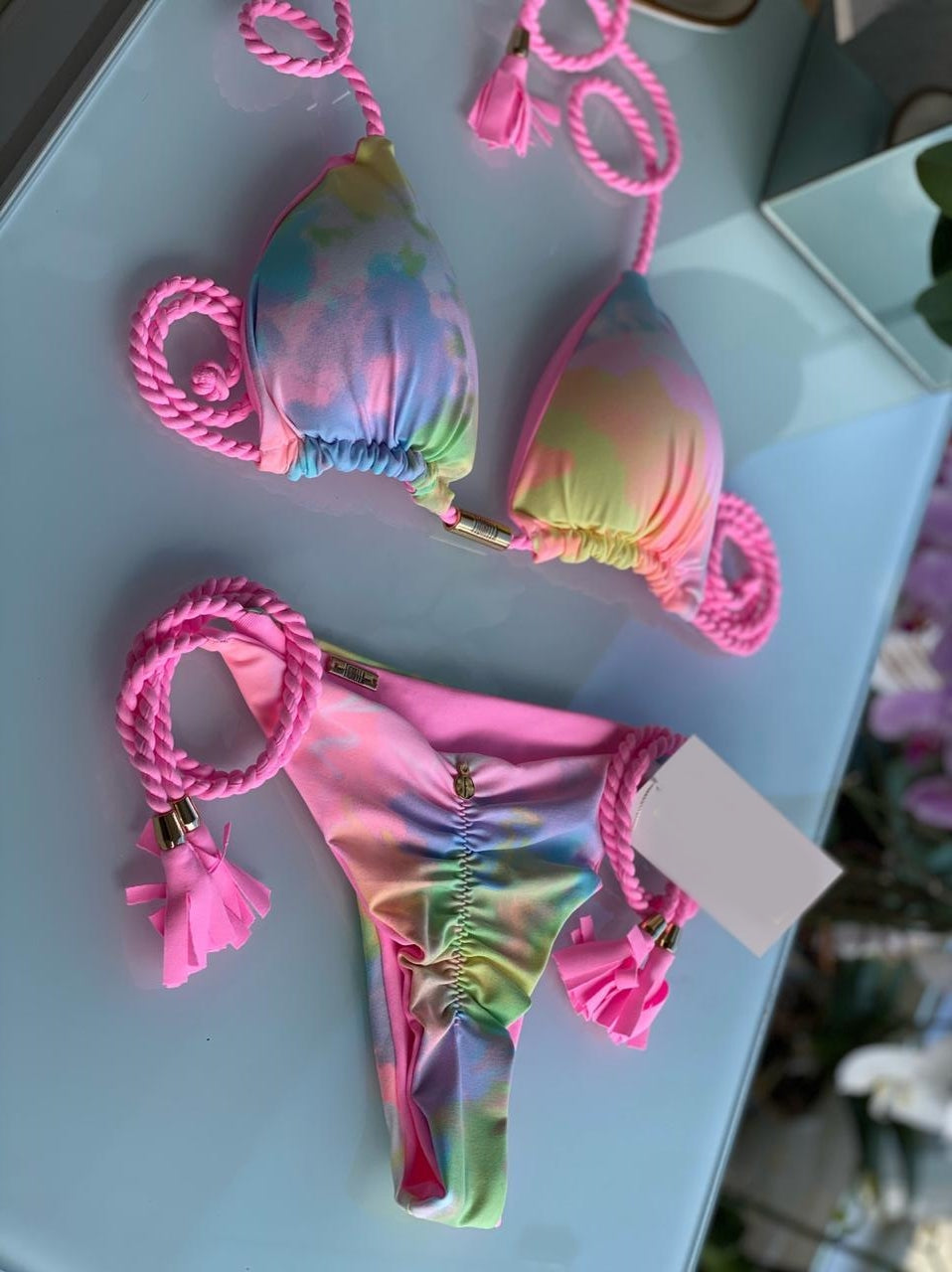 Tie-Dye Triangle Bikini | Pink
