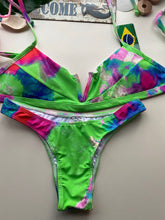 Load image into Gallery viewer, V Neck Bikini | Hot Pant | Green Tie Dye
